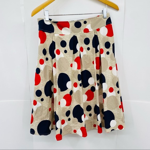 LASERA LINE Navy Red Polka Dot A-Line Skirt - Picture 2 of 6